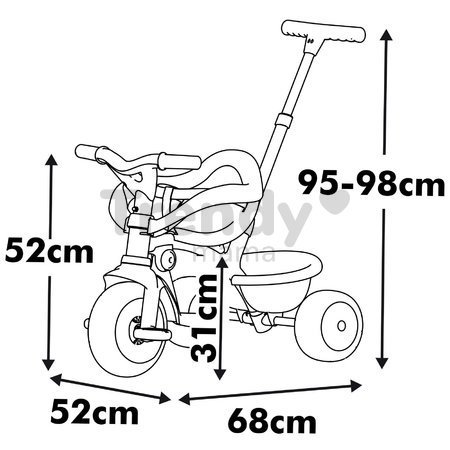 Trojkolka s voľnobehom Be Fun Comfort Tricycle Smoby s nastaviteľnou vodiacou rúčkou a ochrannou hrazdou zelená od 10 mes