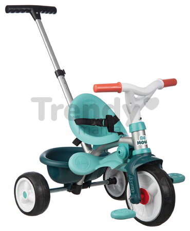 Trojkolka s opierkou a voľnobehom Be Move Comfort Blue Tricycle Smoby s nastaviteľnou vodiacou tyčou a tichými EVA kolesami od 10 mes