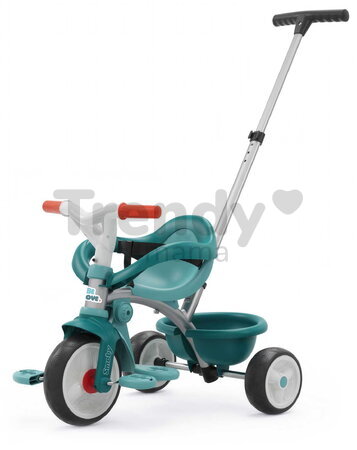 Trojkolka s opierkou a voľnobehom Be Move Comfort Blue Tricycle Smoby s nastaviteľnou vodiacou tyčou a tichými EVA kolesami od 10 mes