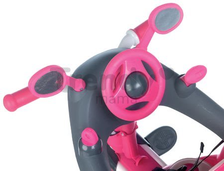Trojkolka Baby Driver Smoby so strieškou a volantom ružovo-šedá od 10 mes