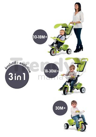Trojkolka Baby Balade Blue Smoby s EVA kolesami zelená od 10 mes