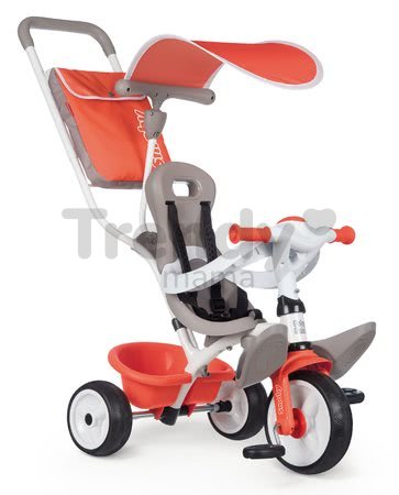 Trojkolka s vysokou opierkou Baby Balade Tricycle Red Smoby so slnečníkom a EVA kolesami červená od 10 mes