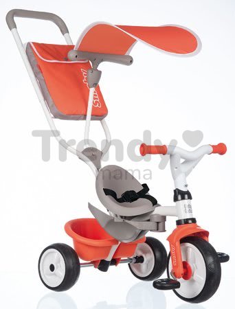 Trojkolka s vysokou opierkou Baby Balade Tricycle Red Smoby so slnečníkom a EVA kolesami červená od 10 mes