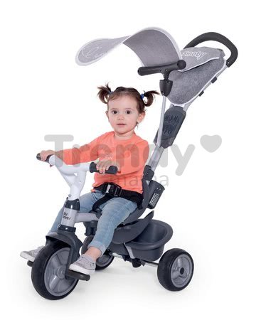 Trojkolka s poťahom DeLuxe Baby Driver Comfort Grey Smoby s EVA kolesami a intuitívnym ovládaním šedá