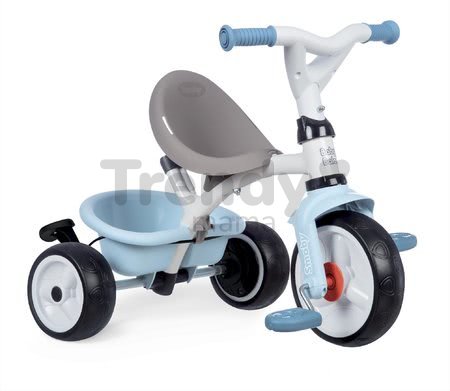 Trojkolka a kočík v jednom s vysokou opierkou Baby Balade Plus Tricycle Blue Smoby s brzdou a EVA kolesami modrá od 10 mes