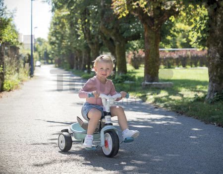 Trojkolka a kočík v jednom s vysokou opierkou Baby Balade Plus Tricycle Blue Smoby s brzdou a EVA kolesami modrá od 10 mes