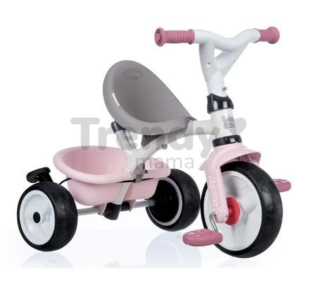 Trojkolka a kočík v jednom s vysokou opierkou Baby Balade Plus Tricycle Pink Smoby s brzdou a EVA kolesami ružová od 10 mes