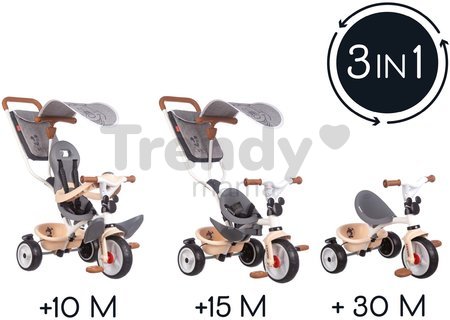 Trojkolka a kočík v jednom s vysokou opierkou Mickey Disney Baby Balade Plus Tricycle Smoby s brzdou a EVA kolesami od 10 mes