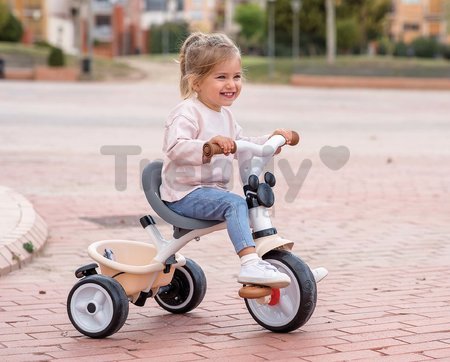 Trojkolka a kočík v jednom s vysokou opierkou Mickey Disney Baby Balade Plus Tricycle Smoby s brzdou a EVA kolesami od 10 mes