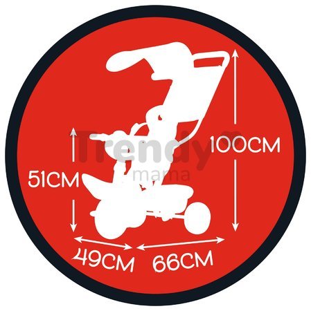 Trojkolka a kočík v jednom s vysokou opierkou Mickey Disney Baby Balade Plus Tricycle Smoby s brzdou a EVA kolesami od 10 mes