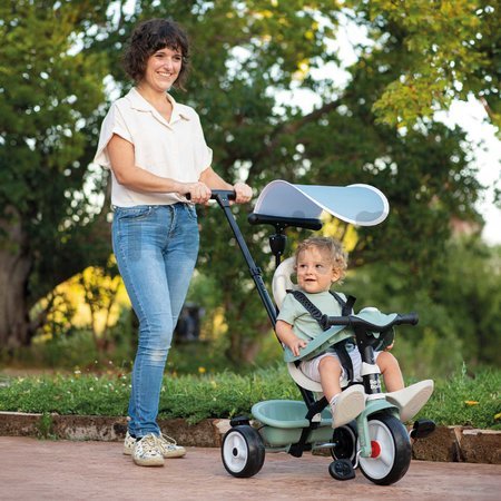 Trojkolka a kočík v jednom s vysokou opierkou Baby Balade Tricycle Life Smoby so slnečníkom brzdou a tichými EVA kolesami zelená od 10 mes