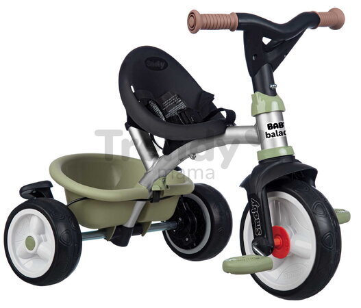 Trojkolka a kočík 2v1 s vysokou opierkou Baby Balade Tricycle Green Smoby s brzdou slnečníkom a tichými EVA kolesami od 10 mes