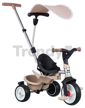 Trojkolka a kočík 2v1 s vysokou opierkou Baby Balade Tricycle Beige Smoby s brzdou slnečníkom a tichými EVA kolesami od 10 mes