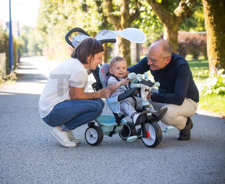 Trojkolka a kočík v jednom s brzdou Baby Driver Plus Blue Smoby s EVA kolesami a intuitívnym ovládaním modrá od 10 mes