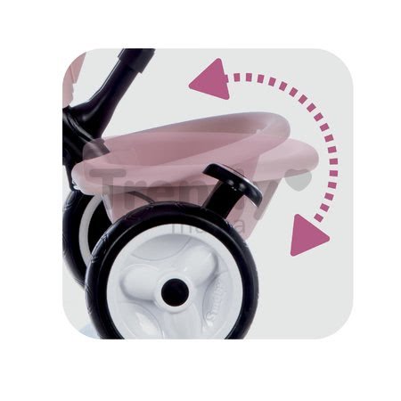 Trojkolka a kočík v jednom s brzdou Baby Driver Plus Pink Smoby s EVA kolesami a intuitívnym ovládaním ružová od 10 mes