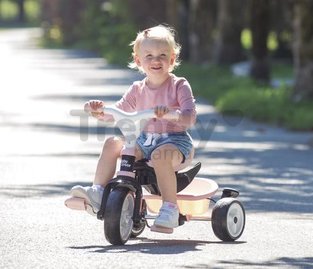 Trojkolka a kočík v jednom s brzdou Baby Driver Plus Pink Smoby s EVA kolesami a intuitívnym ovládaním ružová od 10 mes