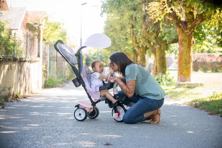 Trojkolka a kočík v jednom s brzdou Baby Driver Plus Pink Smoby s EVA kolesami a intuitívnym ovládaním ružová od 10 mes