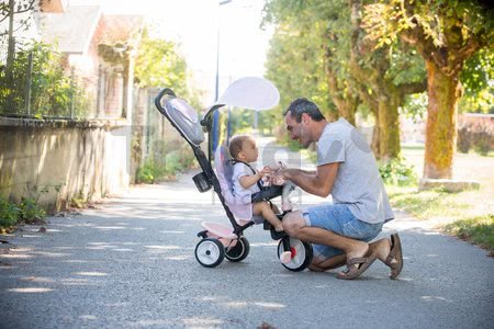 Trojkolka a kočík v jednom s brzdou Baby Driver Plus Pink Smoby s EVA kolesami a intuitívnym ovládaním ružová od 10 mes