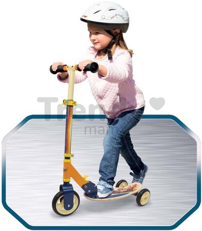 Drevená kolobežka trojkolesová Cars 3 Wheels Foldable Scooter Smoby skladacia výškovo nastaviteľná a protišmyková tichá