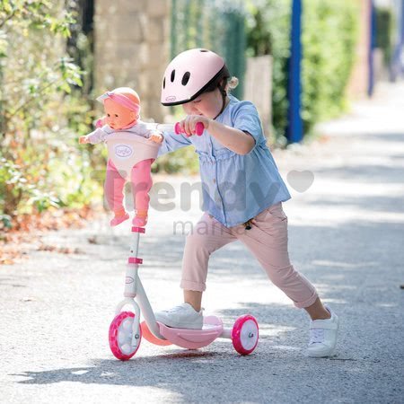 Kolobežka trojkolesová Corolle Smoby s košíkom výškovo nastaviteľná 67 - 70 cm