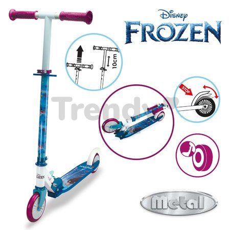 Kolobežka dvojkolesová Frozen Disney Smoby skladacia s brzdou a výškovo nastaviteľnou rúčkou od 5 rokov SM750367