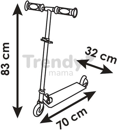 Kolobežka dvojkolesová Gabby 2 Wheels Foldable Scooter Smoby skladacia s brzdou výškovo nastaviteľná max. 83 cm od 5 rokov