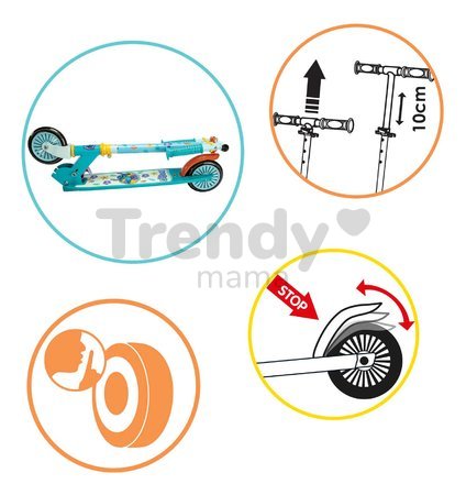 Kolobežka dvojkolesová Stitch 2 Wheels Scooter Smoby skladacia s brzdou a výškovo nastaviteľné riadidlá max. 83 cm od 5 rokov