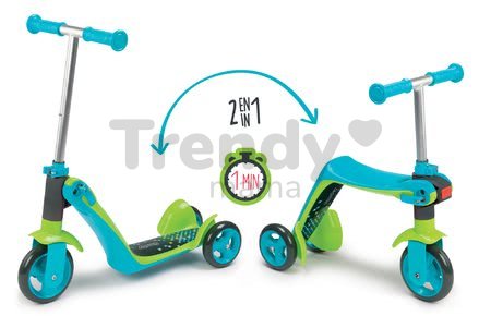 Trojkolesová kolobežka & odrážadlo 2v1 Smoby s výškovo nastaviteľnou rúčkou modrá od 18 mes
