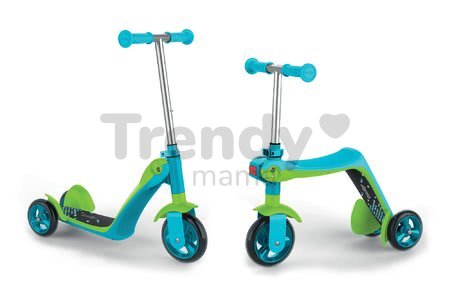 Trojkolesová kolobežka & odrážadlo 2v1 Smoby s výškovo nastaviteľnou rúčkou modrá od 18 mes