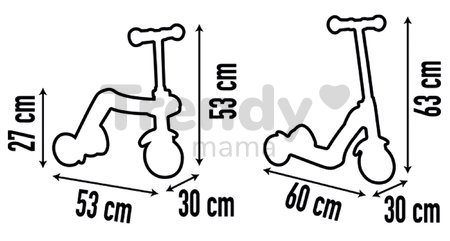 Kolobežka&odrážadlo Reversible Switch 2v1 Scooter Smoby trojkolesová s tichým chodom a výška rúčky 53/63 cm nosnosť 20 kg od 18 mes