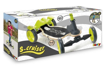 Drevená kolobežka štvorkolesová Wooden Scooter Smoby s intuitívnym ovládaním a výškovo nastaviteľná od 5 rokov