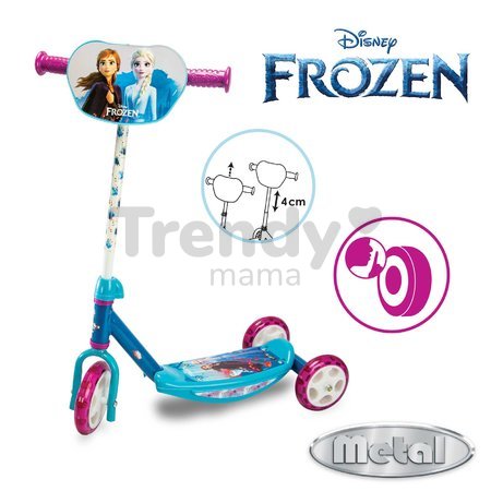 Kolobežka trojkolesová Frozen 3 Wheels Scooter Smoby protišmyková s výškovo nastaviteľnými riadidlami max. 67 cm