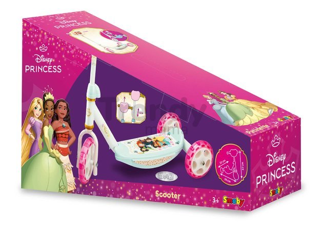 Kolobežka trojkolesová Disney Princess 3 Wheels Scooter Smoby protišmyková s výškovo nastaviteľnými riadidlami max. 67 cm