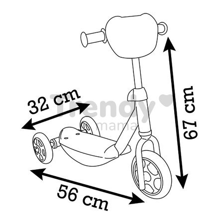 Kolobežka trojkolesová Gabby 3 Wheels Scooter Smoby protišmyková s výškovo nastaviteľnými riadidlami max. 67 cm