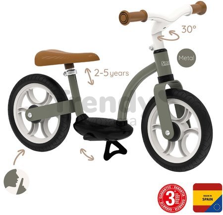 Balančné odrážadlo Balance Bike Comfort Smoby s ultraľahkou 2,7 kg kovovou konštrukciou a tichým chodom gumených kolies od 24 mes