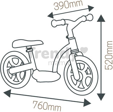 Balančné odrážadlo Balance Bike Comfort Smoby s ultraľahkou 2,7 kg kovovou konštrukciou a tichým chodom gumených kolies od 24 mes