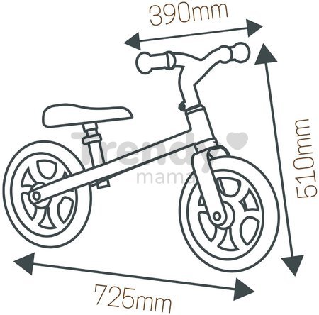 Balančné odrážadlo First Bike Smoby s ultraľahkou 2,5 kg kovovou konštrukciou a tichým chodom gumených kolies od 24 mes