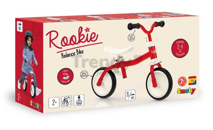 Balančné odrážadlo ultraľahké Rookie Bike Smoby s výškovo nastaviteľným sedadlom a riadidlami a tiché gumené kolesá od 18 mes