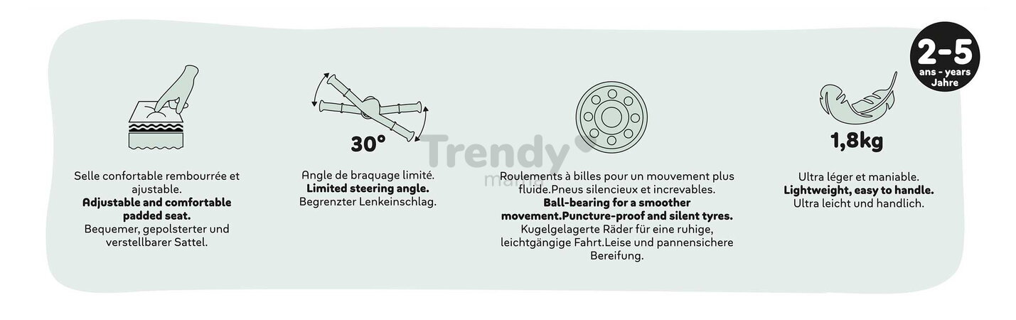 Balančné odrážadlo Little Voyager Balance Bike Smoby s ultraľahkou 1,8 kg kovovou konštrukciou a odolnými tichými kolesami od 24 mes