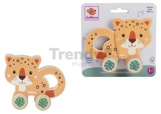 Drevené autíčko jaguár Baby Push Animal BeWild Eichhorn dĺžka 10 cm od 12 mes