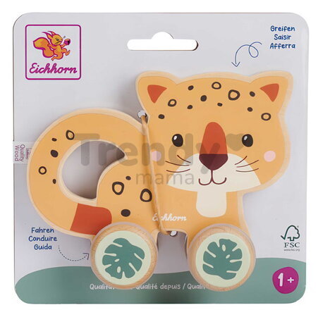 Drevené autíčko jaguár Baby Push Animal BeWild Eichhorn dĺžka 10 cm od 12 mes