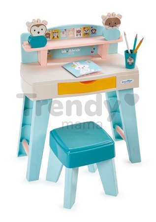 Stôl na kreslenie  My first desk BB Abrick Écoiffier so stoličkou a kockami od 12 mes