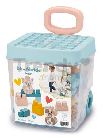 Stavebnica v dóze na kolieskach BB Abrick Écoiffier 40 veľkých kociek od 12 mes
