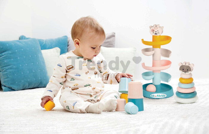 Didaktická sada v dóze 3v1 BB Abrick Écoiffier šmykľavka pyramída a šálky 23 dielov od 6 mes ECO7935