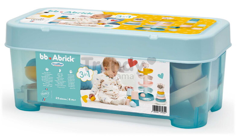 Didaktická sada v dóze 3v1 BB Abrick Écoiffier šmykľavka pyramída a šálky 23 dielov od 6 mes ECO7935