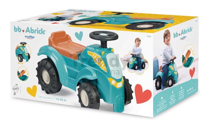 Odrážadlo traktor BB Abrick Écoiffier s úložným priestorom pod sedadlom a otáčateľnými kolesami od 12 mes