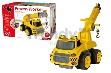 Odrážadlo stavbárske auto žeriav Power Worker Maxi Crane BIG s 360° rotáciou a výškovo pohyblivým ramenom s nosnosťou 450 g