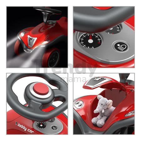 Odrážadlo Bobby Car Next Raspberry BIG s LED reflektormi a elektronickým klaksónom ergonomické sedadlo s velúrom od 12 mes