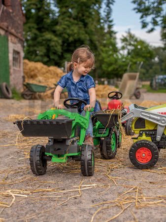 Traktor na šliapanie Jimmy BIG s nakladačom a vlečkou zelený