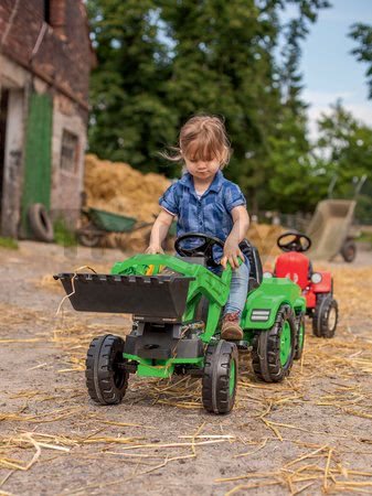 Traktor na šliapanie Jim Loader BIG s nakladačom a prívesom zelený